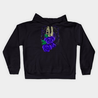 rose blue skull Kids Hoodie